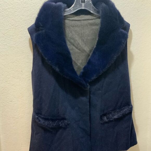 SUPREMA cashmere wool Women's Reversible Shearling Vest made in Italy - Picture 11 of 15